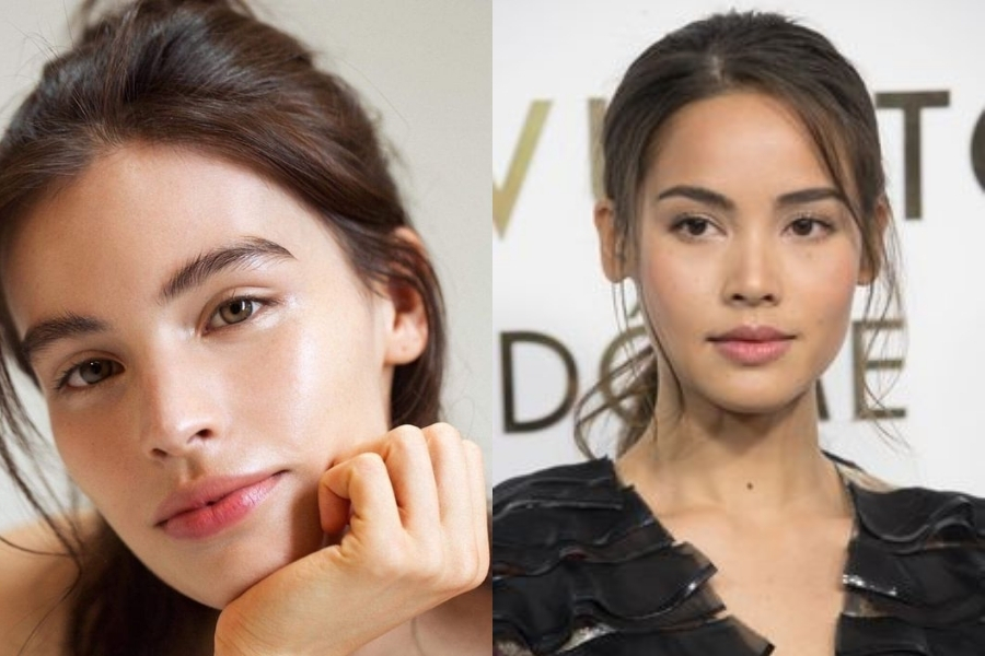 Lông mày cánh cung uốn cong dọc theo mắt và có đuôi dài Lông mày cánh cung uốn cong dọc theo mắt và có đuôi dài