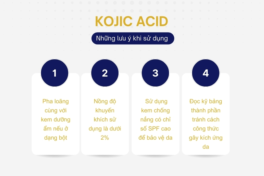 Một số lưu ý khi sử dụng những sản phẩm có chứa chất Axit Kojic Một số lưu ý khi sử dụng những sản phẩm có chứa chất Axit Kojic