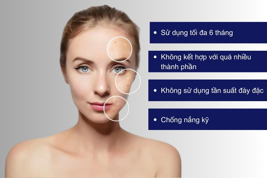 Chỉ nên thoa lớp mỏng kem HQ lên da, tránh vùng mắt và miệng