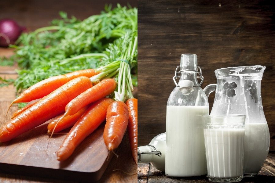 Mặt nạ cà rốt sữa tươi không đường giúp làn da mềm mại, tươi tắn hơn Nguyên liệu làm mặt nạ cà rốt sữa tươi