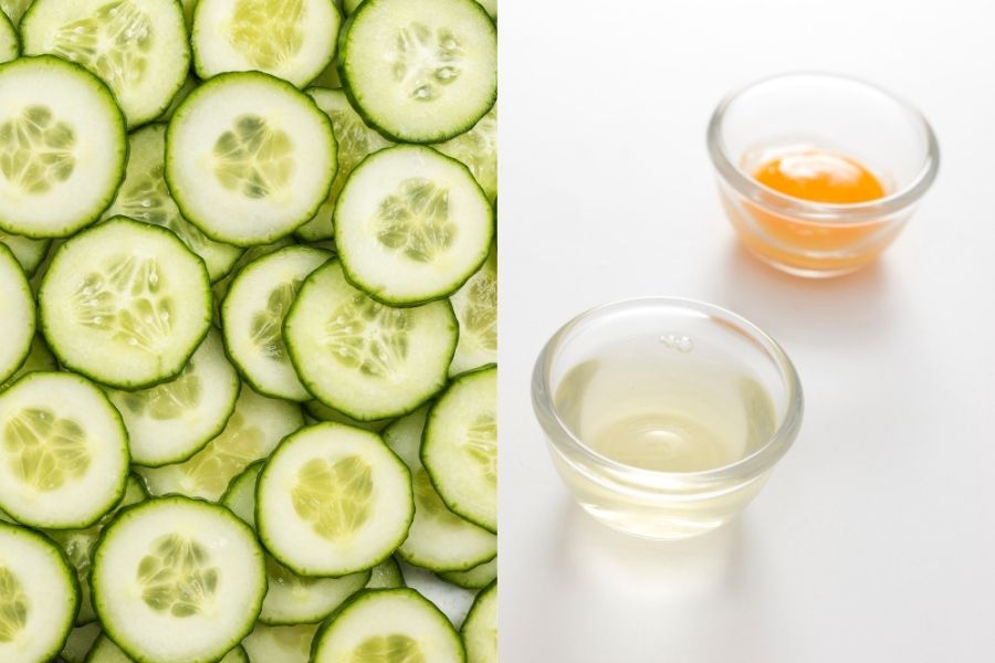 Mặt nạ dưa leo với lòng trắng trứng hỗ trợ se khít lỗ chân lông