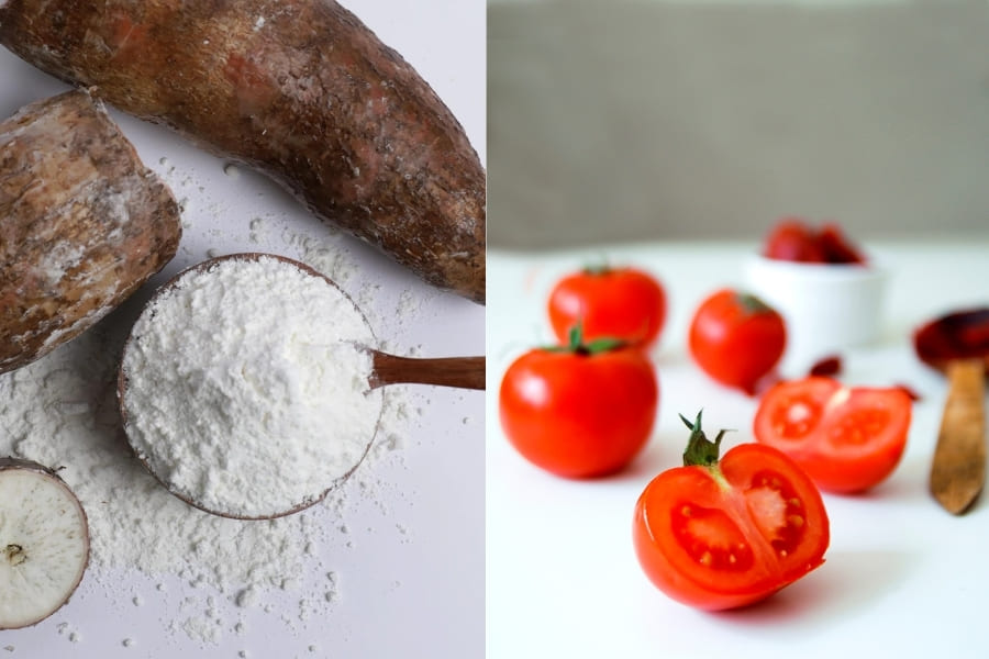 Đắp mặt nạ cà chua với bột sắn dây dưỡng da trắng sáng Đắp mặt nạ cà chua với bột sắn dây dưỡng da trắng sáng, mềm mịn