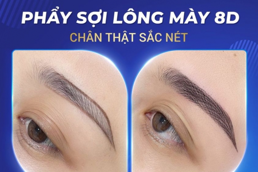 Phẩy sợi lông mày 8D siêu thực, lên màu tự nhiên tại TMV Ngọc Dung