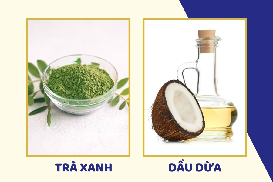 Mặt nạ trà xanh và dầu dừa không chỉ giúp bạn loại bỏ mụn mà còn giúp làn da thêm trắng sáng