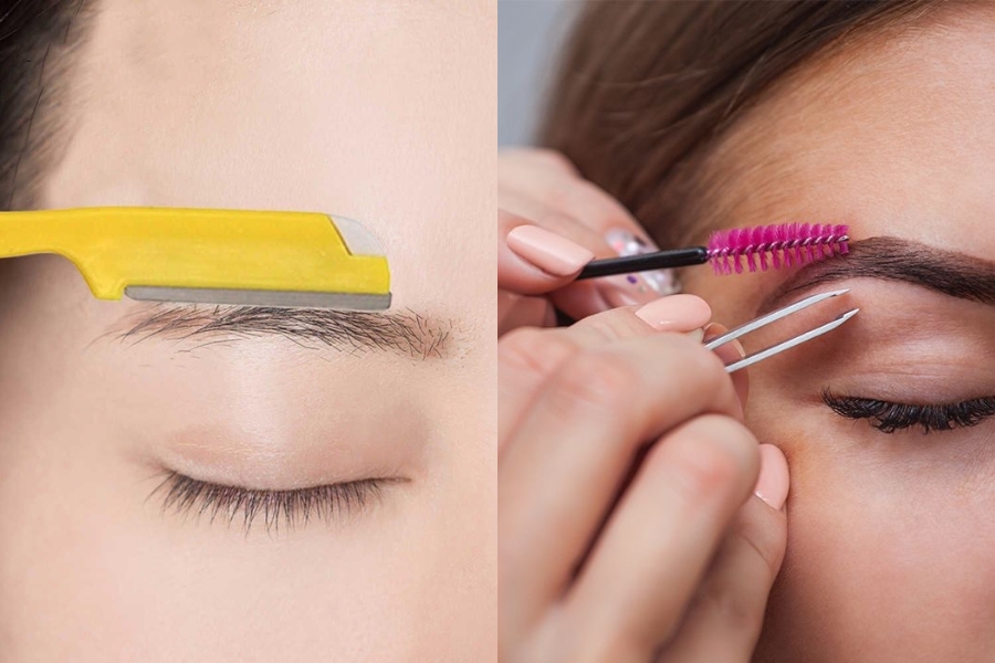Nên cạo, tỉa lông mày gọn gàng trước khi kẻ mày phẩy sợi