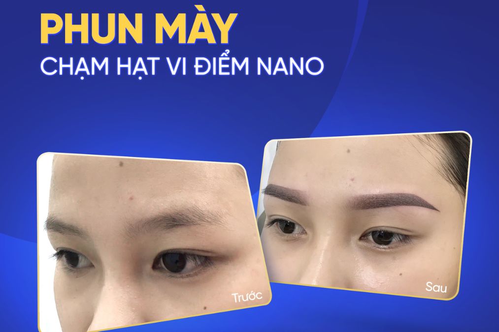 Khuôn mặt thêm sắc nét, hài hòa hơn sau khi phun mày vi điểm nano tại Ngọc Dung beauty