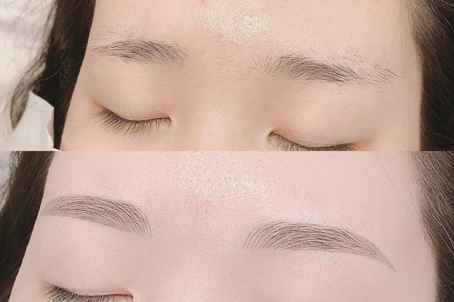 Lông mày ngắn hơn mắt, nằm ngang là dáng lông mày chữ nhất