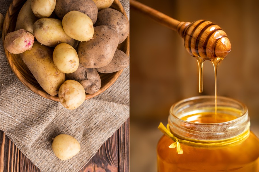 làm mặt nạ khoai tây mật ong