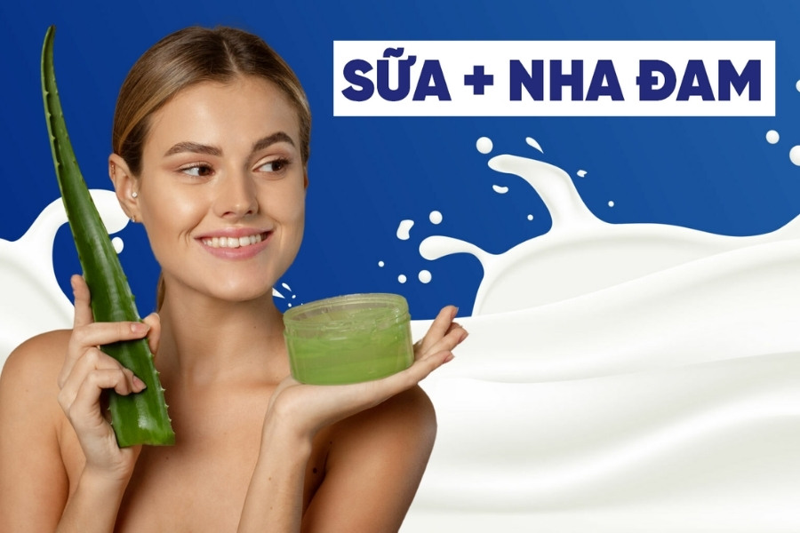Mặt nạ sữa tươi không đường kết hợp với nha đam làm mờ thâm mụn