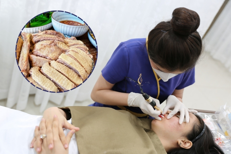 phun môi có kiêng thịt ngan không