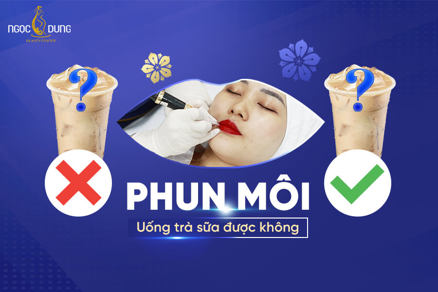 Phun môi uống trà sữa được không? Lỡ uống phải làm sao?