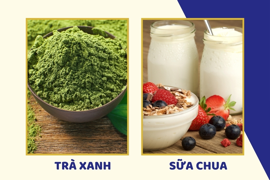 Dưỡng da trị mụn bằng công thức mặt nạ trà xanh và sữa chua