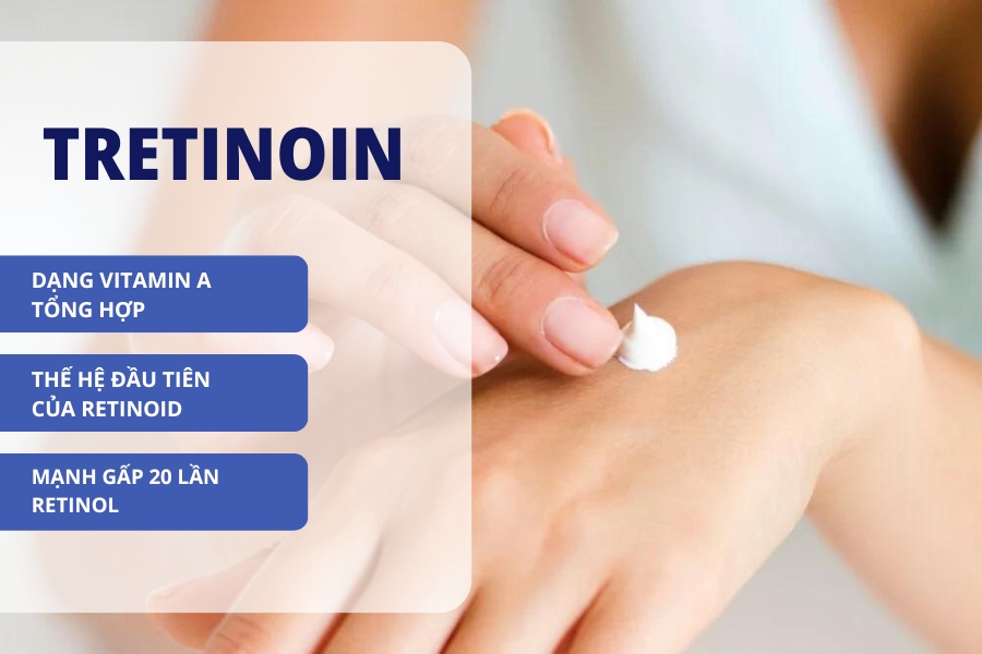 Tretinoin là retinoid thế hệ đầu tiên, có hoạt tính rất mạnh