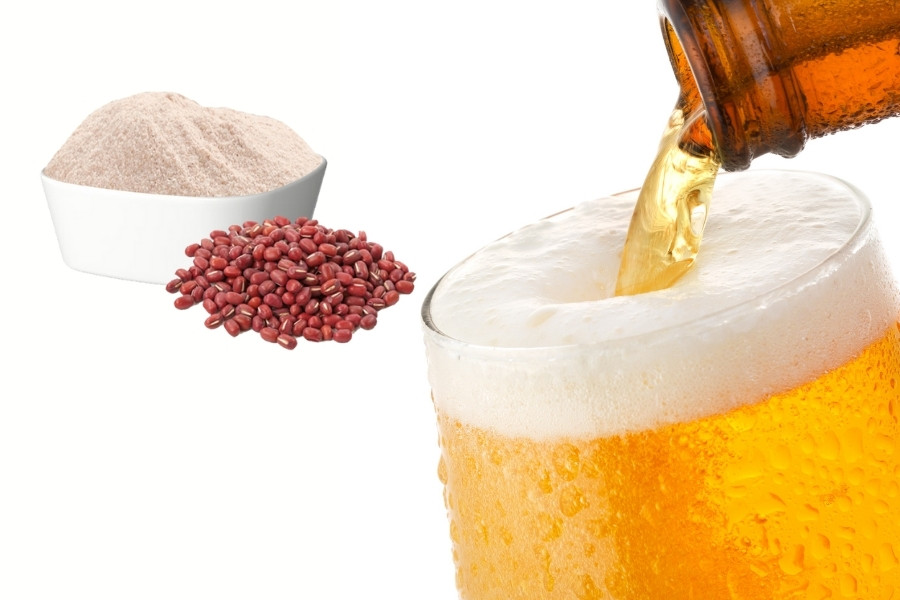 cách dùng bột đậu đỏ tắm trắng cùng với bia