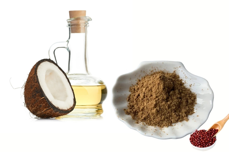 cách sử dụng bột đậu đỏ tắm trắng cùng dầu dừa