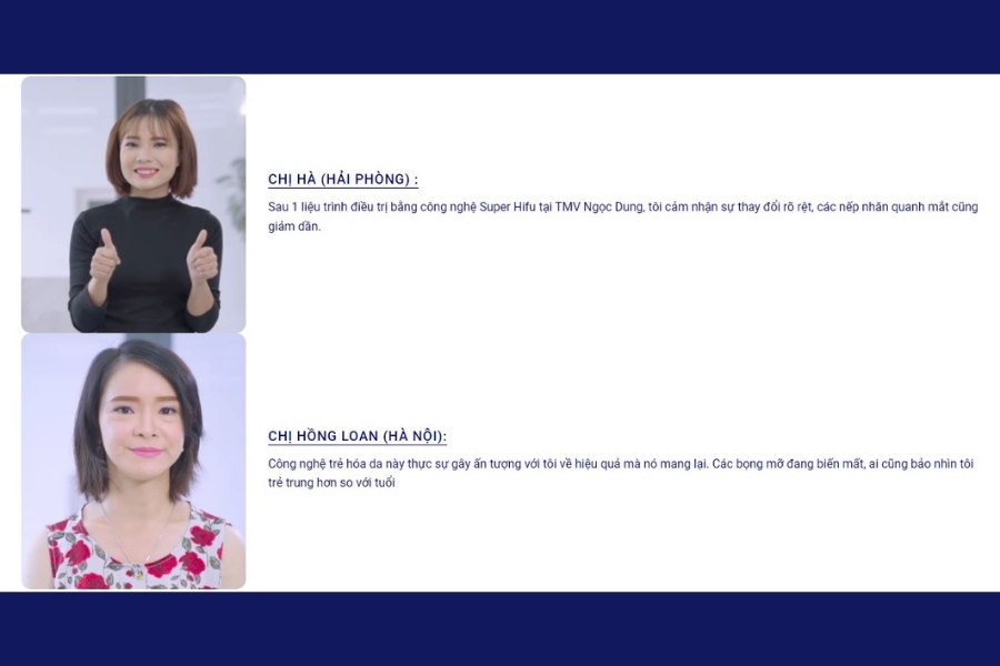 Feedback từ khách hàng sử dụng dịch vụ trẻ hóa da mặt bằng công nghệ Super HIFU