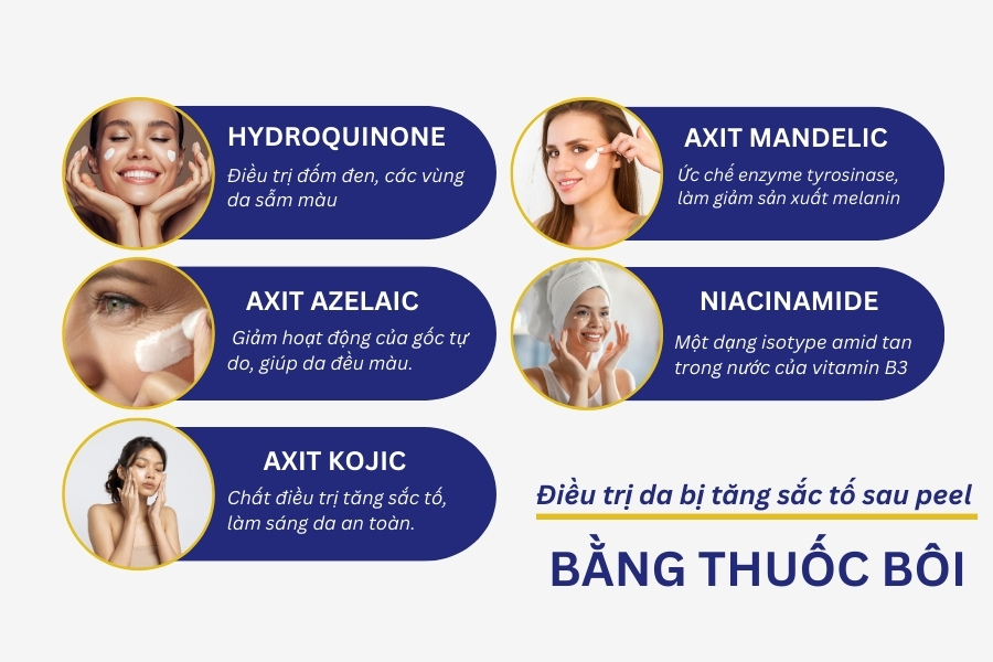Điều trị da bị tăng sắc tố sau peel bằng thuốc bôi ngoài