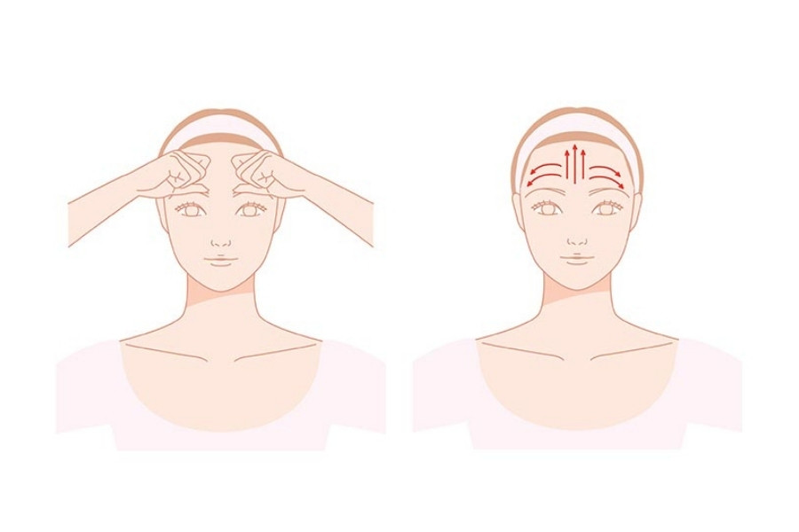Cách massage mặt ở vùng trán giúp thúc đẩy lưu thông máu mà còn hỗ trợ giảm thiểu nếp nhăn, mang lại vẻ đẹp tươi trẻ cách massage vùng trán