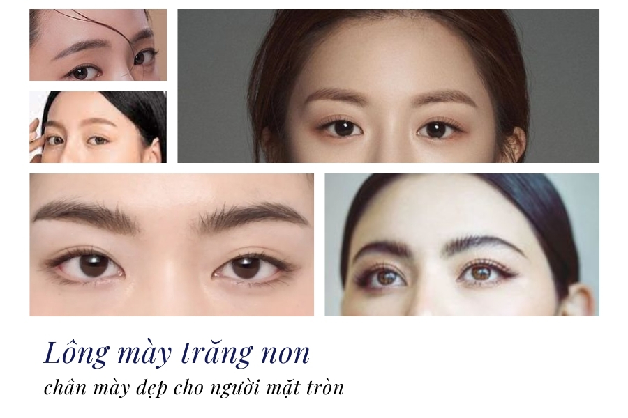 Dáng chân mày cho mặt tròn: Mày trăng non/bán nguyệt Dáng chân mày cho mặt tròn: Mày trăng non/bán nguyệt