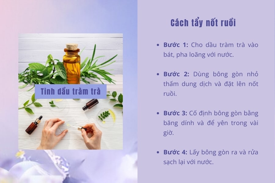Sử dụng tinh dầu tràm trà xóa nốt ruồi tại nhà