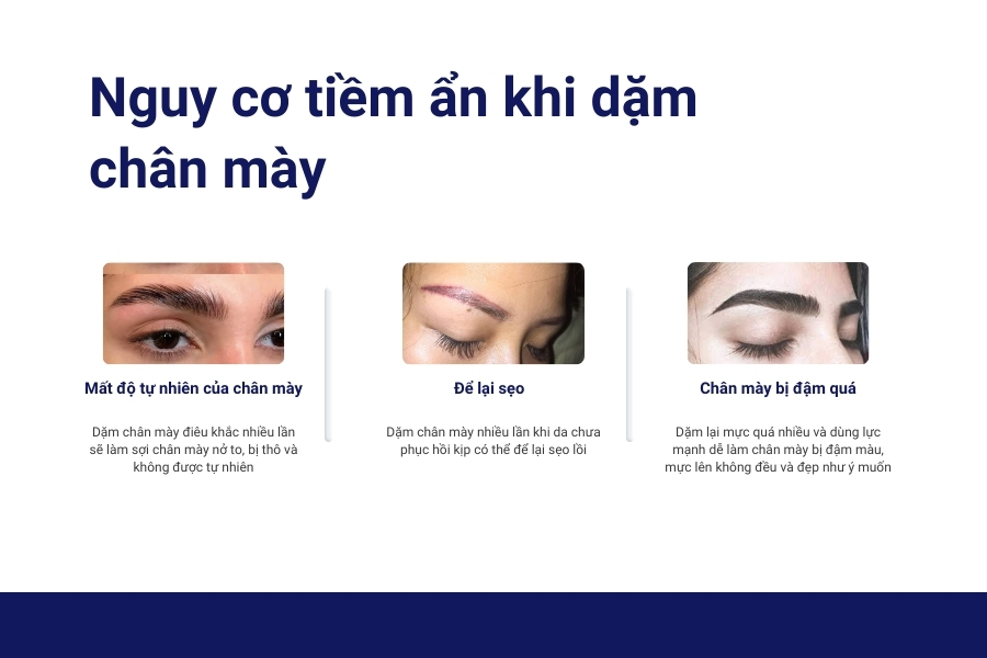 Những nguy cơ có thể xảy ra khi dặm chân mày điêu khắc quá nhiều lần