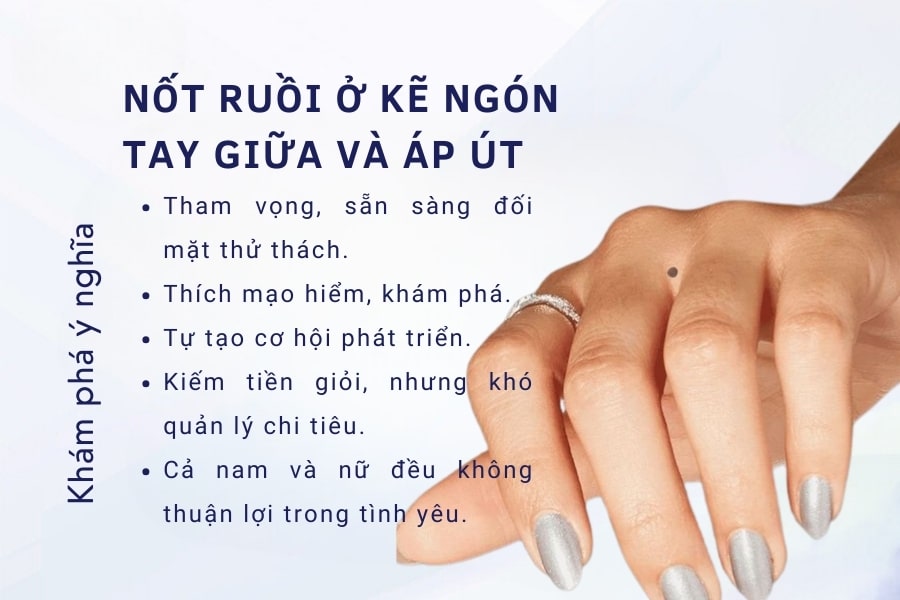 Ý nghĩa của nốt ruồi ở kẽ ngón giữa và ngón áp út