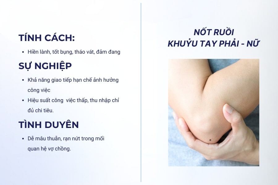 Ý nghĩa nốt ruồi ở khuỷu tay phải ở nữ trong nhân tướng học