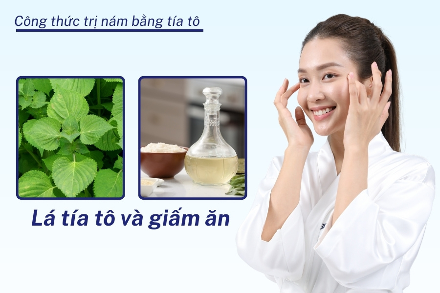 Lượng axit có trong giấm ăn khi kết hợp với lá tía tô sẽ mang đến hiệu quả trị nám cực tốt