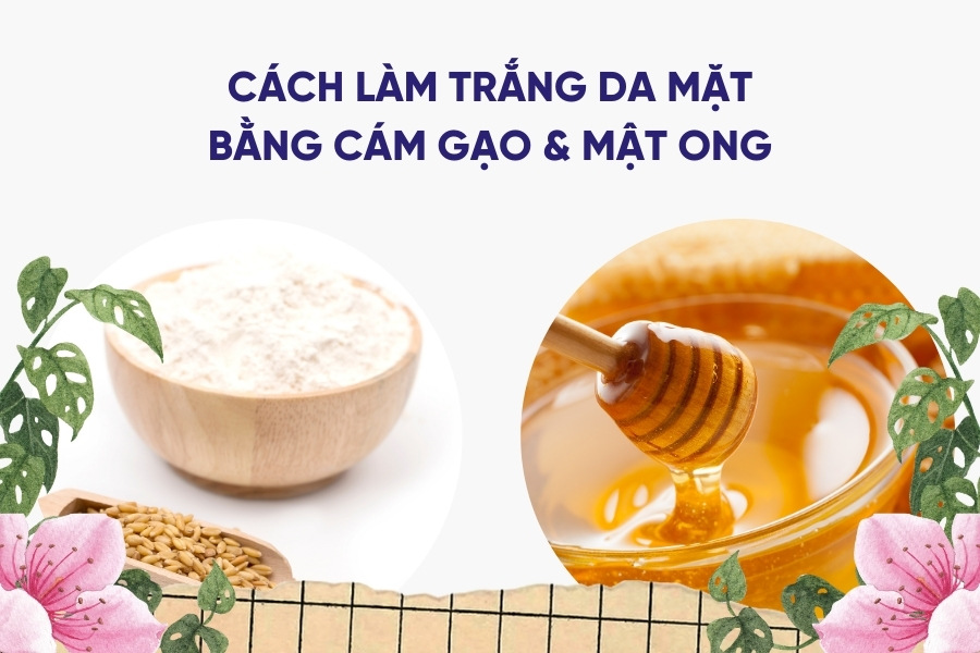 trị thâm, làm trắng da mặt bằng bột cám gạo và mật ong