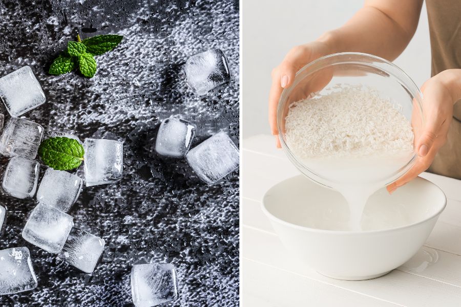 Nước vo gạo giúp loại bỏ bụi bẩn, bã nhờn và tế bào chết