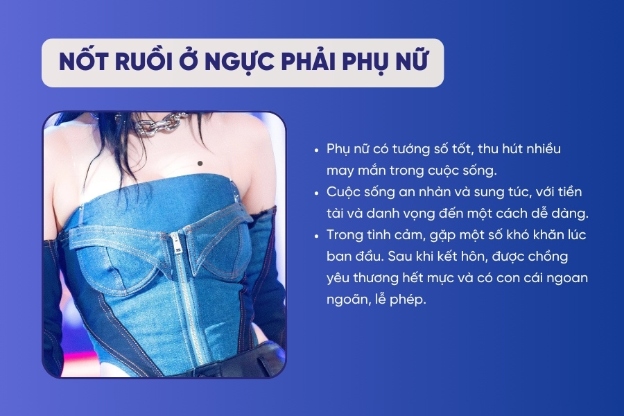 Sự kết hợp giữa tài lộc và hạnh phúc gia đình giúp những người phụ nữ có nốt ruồi son ở ngực phải trở nên đặc biệt Nốt ruồi ở ngực phải phụ nữ - Gặp nhiều may mắn, gia đình hạnh phúc