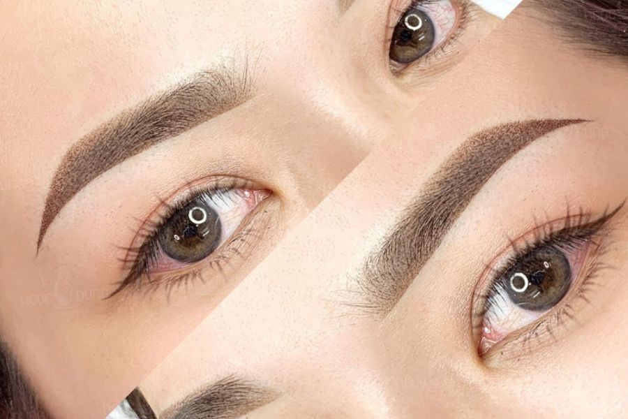 Hình ảnh đôi chân mày phun tán bột bằng công nghệ hiện đại