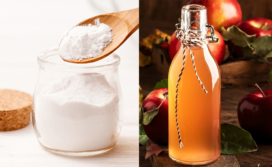 Kết hợp baking soda với giấm táo giúp da mịn màng và trở nên đều màu hơn