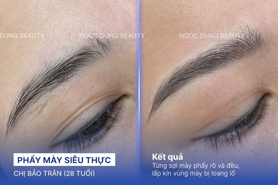 Phẩy mày siêu thực – 60 phút – Lấp kín mày loang lổ